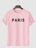 T-shirt Basique à Imprimé Lettre PARIS S Rose clair