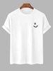 T-shirt Basique à Imprimé Visage Souriant L Blanc