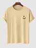 T-shirt Basique à Imprimé Visage Souriant S Café lumière