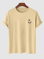 T-shirt Basique à Imprimé Visage Souriant S Café lumière