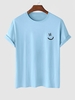 T-shirt Basique à Imprimé Visage Souriant Xl Bleu clair