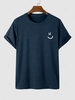 T-shirt Basique à Imprimé Visage Souriant Xl Bleu profond