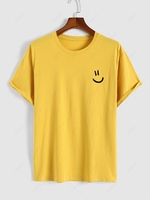 T-shirt Basique à Imprimé Visage Souriant Xl Jaune