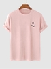T-shirt Basique à Imprimé Visage Souriant Xl Rose clair
