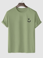 T-shirt Basique à Imprimé Visage Souriant Xl Vert