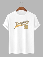 T-shirt Basique à Motif de Lettre Californiennes L Blanc
