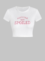 T-shirt Bébé Côtelé Lettre Brodée S Blanc