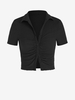 T-shirt Boutonné Texturé à Col Plissé S Noir