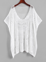 T-shirt Cache-Maillot en Crochet à Fente Latérale Taille unique Blanc