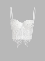 T-shirt Camisole Perlé à Armature S Blanc