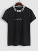 T-shirt Contrasté à Imprimé Lettre à Col Rayé Xl Noir