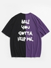 T-shirt Contrastant à Message 2xl Pourpre
