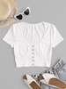 T-Shirt Corset Côtelé Au Crochet L Blanc