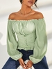 T-shirt Corset Épaules Dénudées à Volant L Vert clair