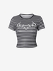 T-shirt Court à Cœur Rayé S Noir