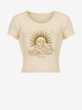 T-shirt Court à Imprimé Graphique Vague de Mer et Soleil M Café lumière