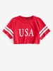 T-shirt Court à Rayures et Imprimé Graphique de USA S Rouge