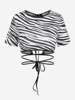 T-shirt Court à Rayures Zèbre Adorables M Noir