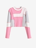 T-shirt Court Côtelé à Bretelle en Blocs de Couleurs M Rose clair