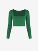 T-shirt Court Côtelé à Col Carré S Vert profond