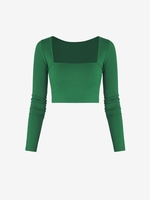 T-shirt Court Côtelé à Col Carré S Vert profond