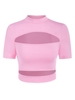 T-shirt Court Découpé à Poitrine Ouverte S Rose clair