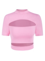T-shirt Court Découpé à Poitrine Ouverte S Rose clair