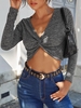T-shirt Court en Polaire Réversible S Gris