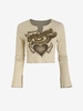 T-shirt Court Fendu à Imprimé Cœur Ange M Café lumière