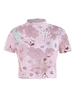 T-shirt Court Fleuri Imprimé à Col Montant L Rose clair