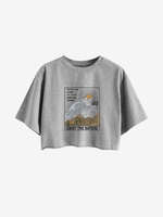 T-shirt Court Graphique Vague de Mer S Gris clair