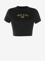 T-shirt Court Lettre Brodée L Noir