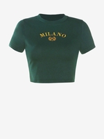 T-shirt Court Lettre Brodée L Vert