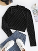 T-shirt Court Losange Brillant en Velours S Noir