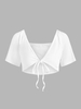 T-shirt Court Noué en Avant à Manches Raglan M Blanc