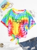 T-shirt Court Teinté Imprimé Arc-en-Ciel M