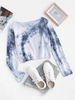 T-shirt Court Teinté Imprimé Au Coude L Bleu profond