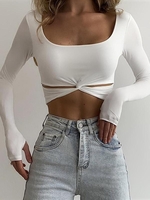 T-shirt Court Tordu avec Trou M Blanc