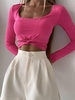 T-shirt Court Tordu avec Trou M Rose clair