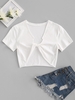 T-shirt Court Tordu en Avant à Ourlet Brut Taille unique Blanc