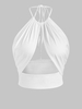 T-shirt Court Tressé Découpé à Col Halter Côté L Blanc