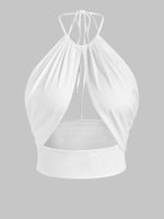 T-shirt Court Tressé Découpé à Col Halter Côté L Blanc