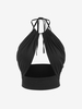T-shirt Court Tressé Découpé à Col Halter Côté M Noir