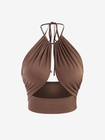 T-shirt Court Tressé Découpé à Col Halter Côté S Café