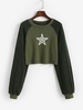 T-shirt Court Tricoté à Manches Raglan à Motif Étoile M Vert profond