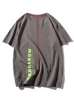 T-shirt Couture à Imprimé Lettre à Manches Courtes S Gris