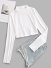 T-Shirt Côtelé Corset à Col Roulé Style Décontracté Xl Blanc