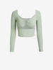 T-Shirt Côtelé Découpé Cœur Anneau M Vert clair