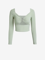 T-Shirt Côtelé Découpé Cœur Anneau S Vert clair