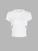 T-shirt Côtelé Découpé Fleuri Anneau en O S Blanc